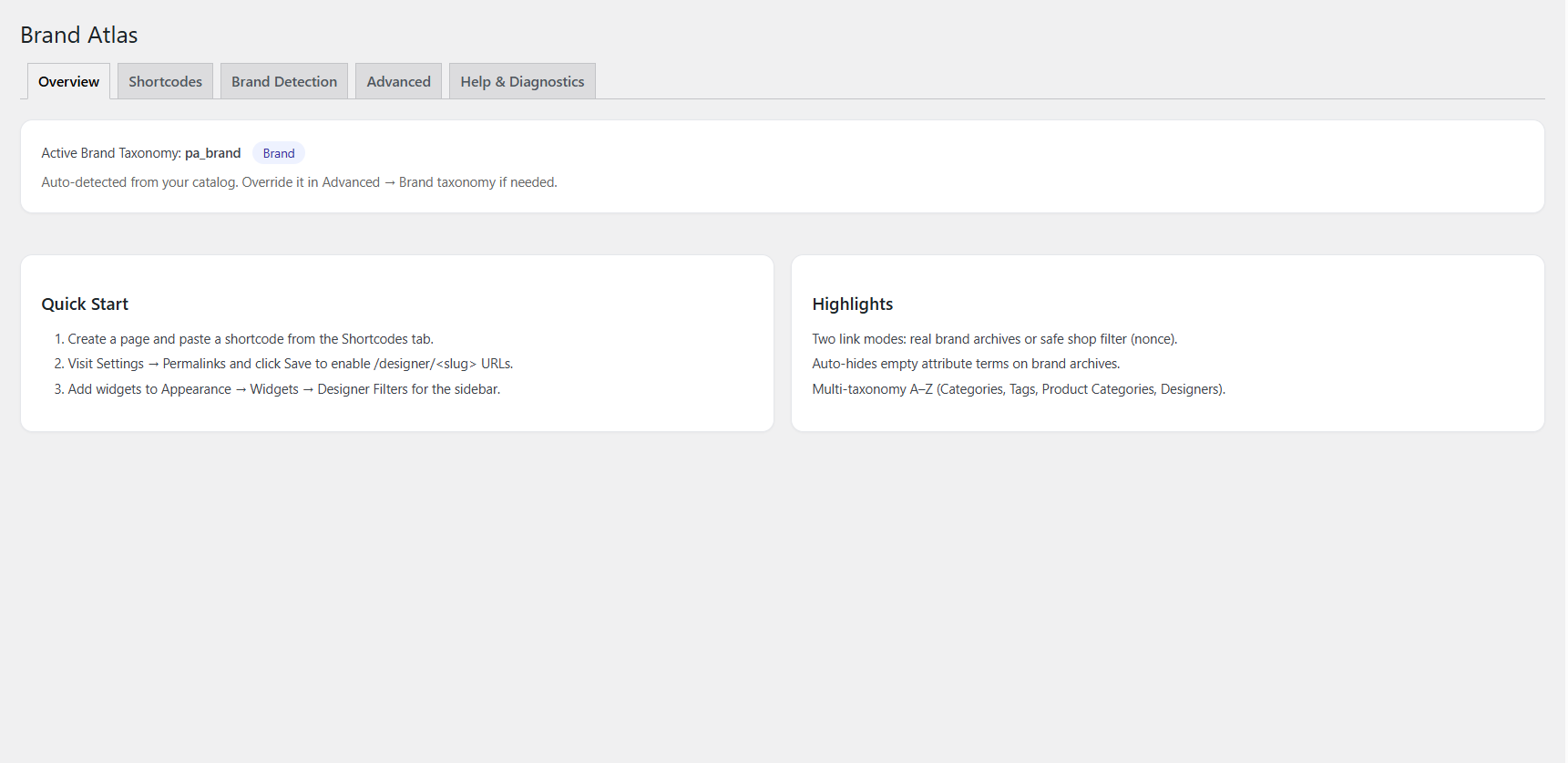Admin — Brand Atlas Overview tab